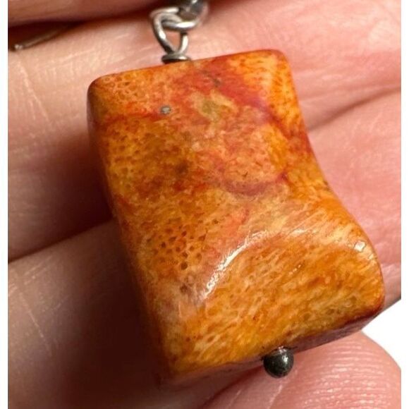 Sterling Silver Fossil Coral Dangle Earrings - Picture 9 of 9